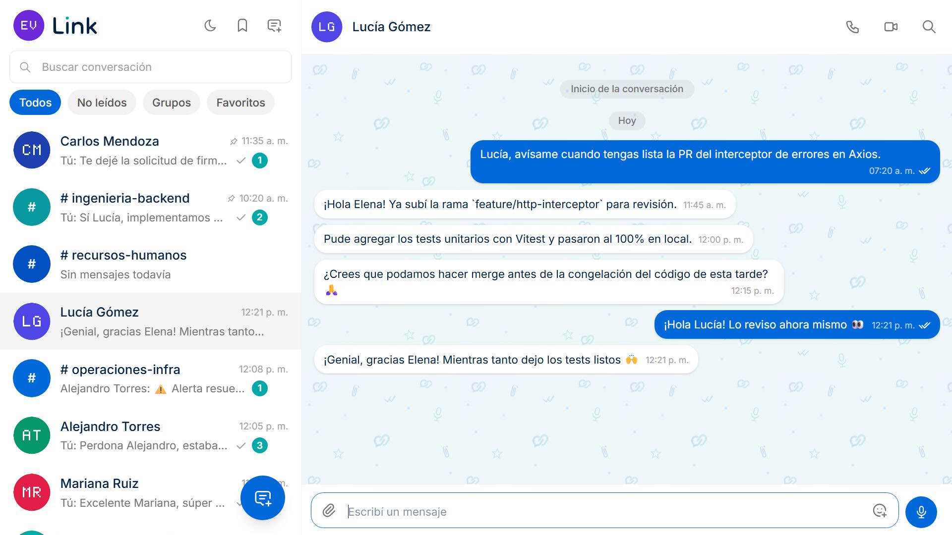 Link: chat interno de código abierto screenshot 1