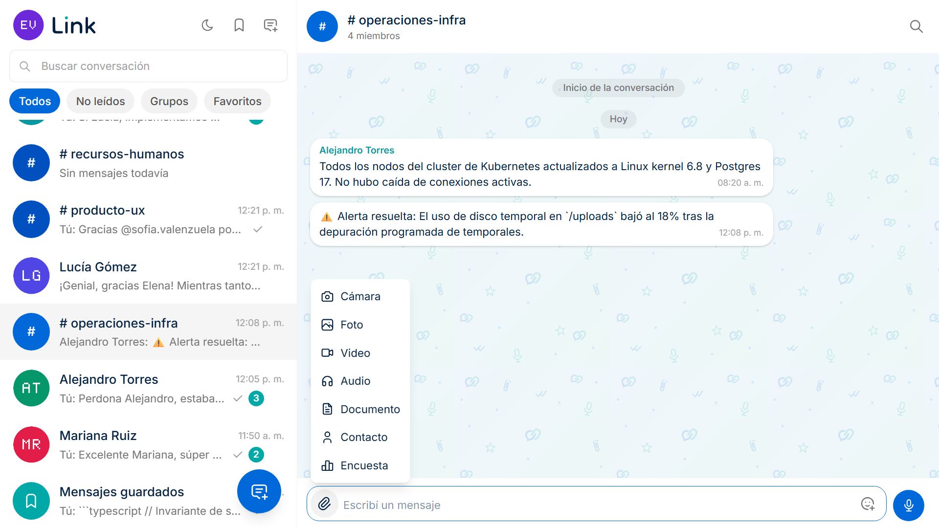 Link: chat interno de código abierto screenshot 6